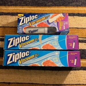Ziploc Vacuum Starter Kit 1 Pump 3 Quart Bags Gallon Bag Refill Freezer NEW Seal